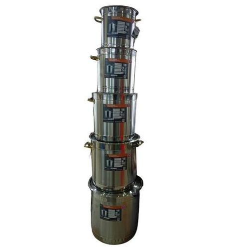 10 Pieces Set Of Brushed Stainless Steel – Heavy Duty Pots with Lids and Riveted Handles – For Soup, Seafood, Stock, Canning and for Catering for Large Groups and Events