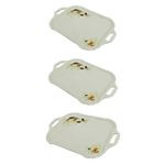 3 Pieces Colourful Melamine Trays With Handles-White