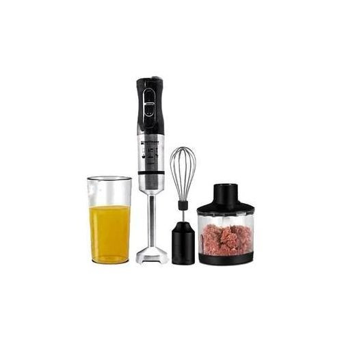 4 In 1 Hand Blender With Whisk And Mincer-Silver/Black