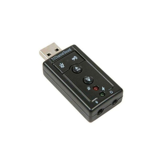 External USB Sound Card USB to Audio Adapter for Pc - Black