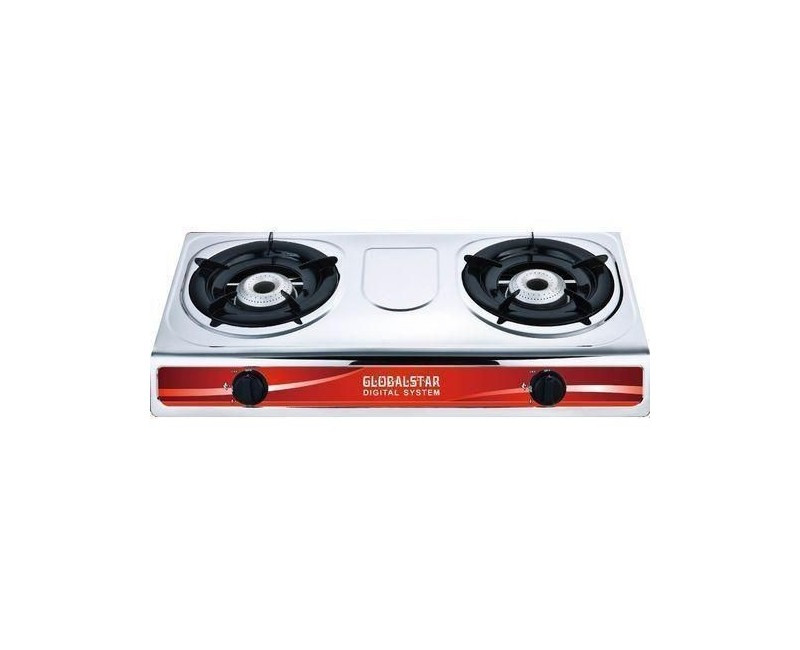 Global Star gs-s206zb Stainless Steel Double Burner Gas Stove – Silver