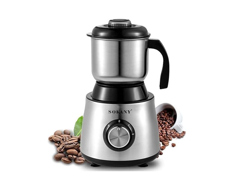 Adjustable Coffee Grinder Electric, Spice Grinder, Blade Coffee Grinder with 1 Removable Stainless Steel Bowl, 300g Coffee Bean Capacity, Stainless Steel Sharp Blades-Silver