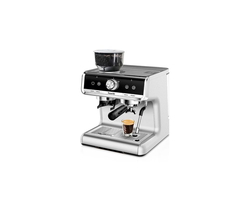 Professional 15 Bar Coffee Maker With Grinder And 30 Grinding Grade Settings-Silver