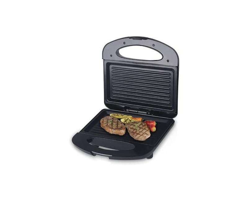2 In 1 Sandwich Maker And Grill With Fast Heating Plates-Silver/Black