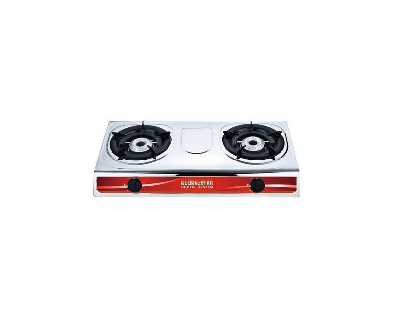 2 Burners Stainless Steel Cooking Gas Stove With Automatic Ignition-Silver