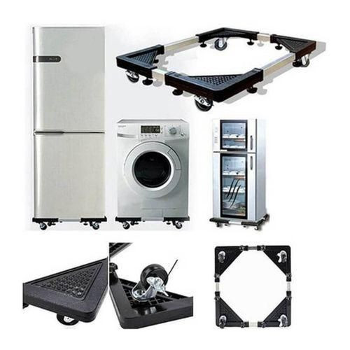 Adjustable Base For Washing Machine and Refrigerator Trolly - Black