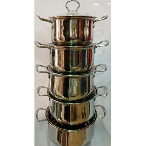 Good Quality 5pcs Serving Dishes High Grade Stainless Steel Ware Soup Pot - Silver
