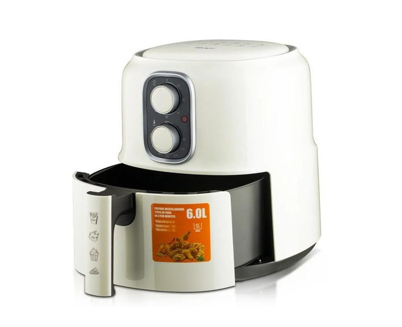 Raf High Efficient 6 Liters Electric Airfryer For Frying Food Without Oil-Black/White