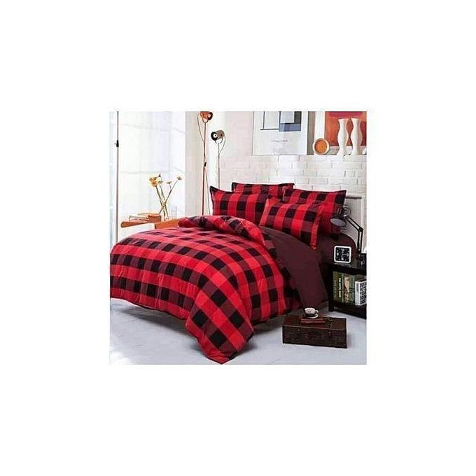 6x6 Duvet Set with 1Bedsheet & 2Pillowcases - Red, Cream