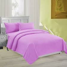 Striped Cotton Bedsheets withh 2 Pillow Cases - Pink