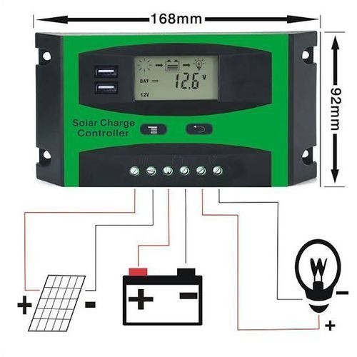 Solar Charge Controller 30A 12V 24V Auto PWM With 5V Dual USB Port Multiple Protection LCD Display Solar Panel Charging Discharging Regulator - Green