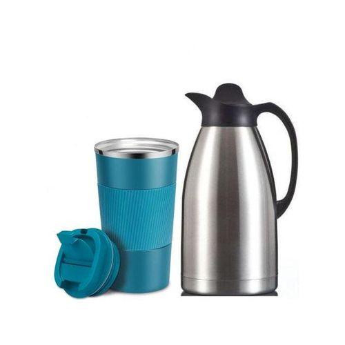 Stainless Steel Vacuum Flask 3Litres & Cup Mug-Silver,Blue