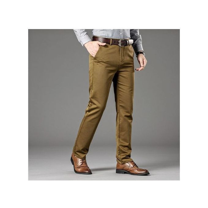 2 Pack of Men Khaki Stretcher Trousers - Brown, Black