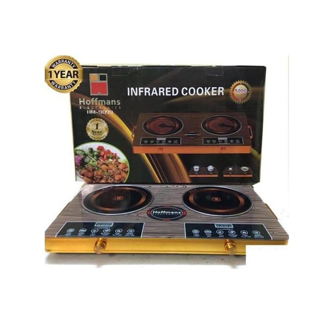 Induction Cooker 2 Burner Infrared Cooker Hot Plate Stove - Black,Grey