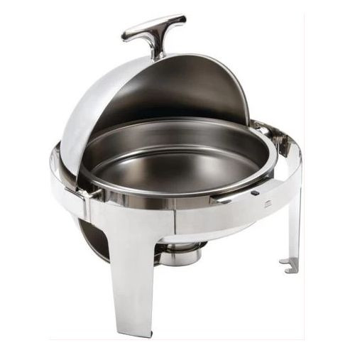 High Quality Round Chaffin Dish Food Warmer With Rolling Top-Silver