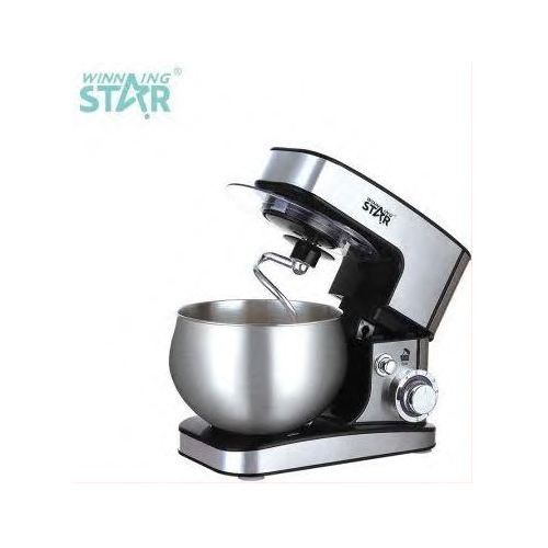Winningstar Stand Mixer Cook Machine 5L with 304 Stainless Steel Bowl Egg Beater Aluminium Dough Hook Flat Agitator Spatula LED Indicator Light Dough Kneading- Silver