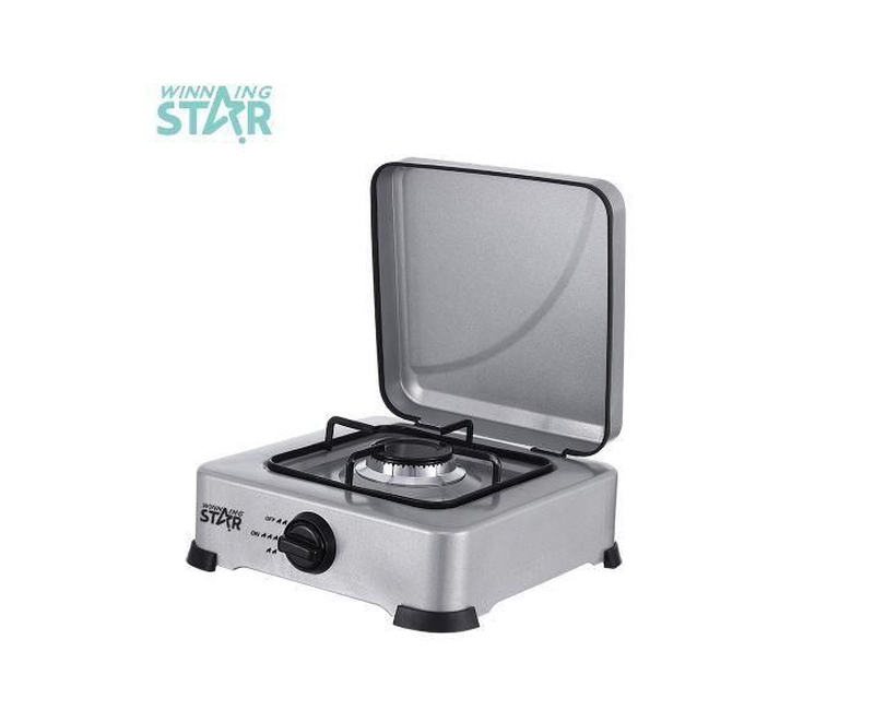 Metallic Gas Stove Top With 1 Burner And Automatic Ignition-Silver/Black/Grey