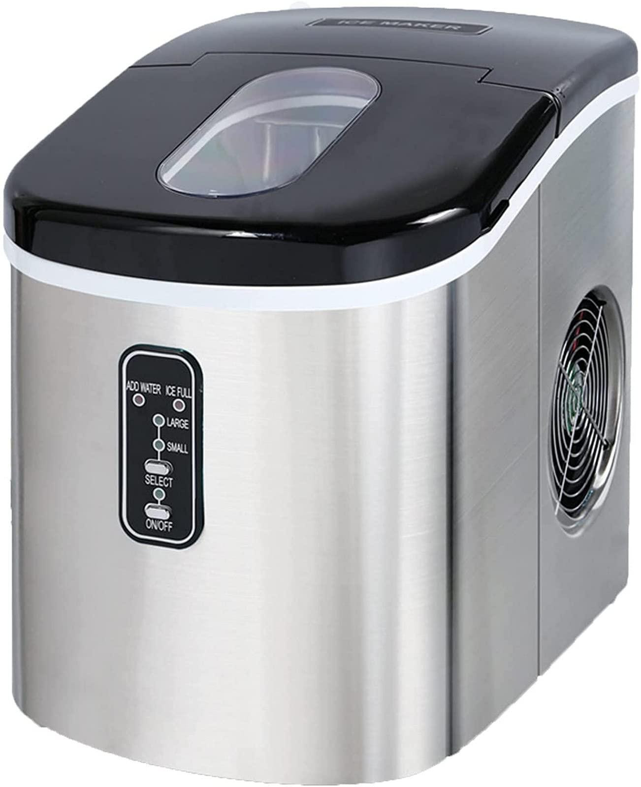 Hoffmans 2.2 Litres Ice Maker Desktop Mechanism Ice Maker Portable Ice Maker Home Small Mini Commercial Milk Tea Shop Round Ice Cube Maker It Only Takes A Few Minutes To Prepare Bullet Ice Cubes Stainless Steel - Silver/Red