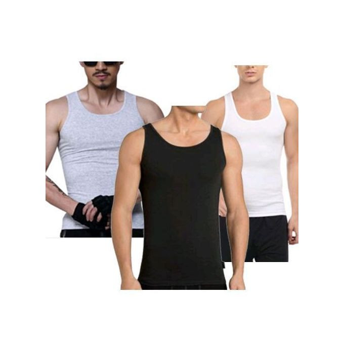 3Pack Of Men's Vests - Grey, Black, White