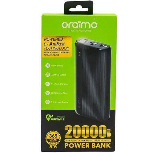 Fast Charging Power Bank Traveler 4 20000mAh 2.1A Triple Ports Fast Charging LED Power With Torch - Black - Black/White