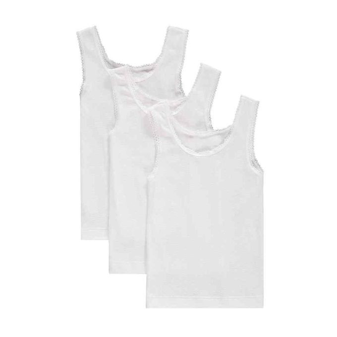 3Packs Of Girls Cotton Vests - White