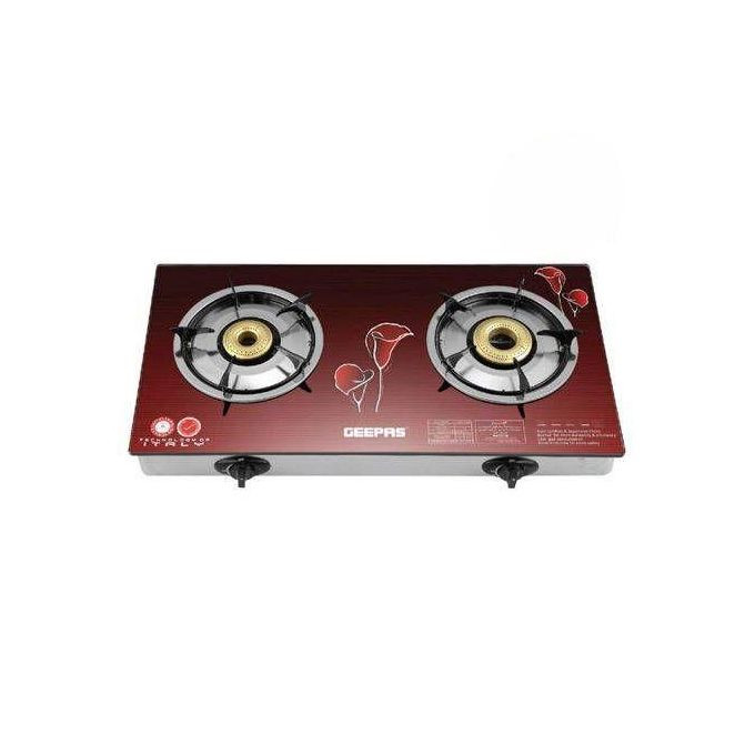 Glass Top Gas Cooker - Maroon