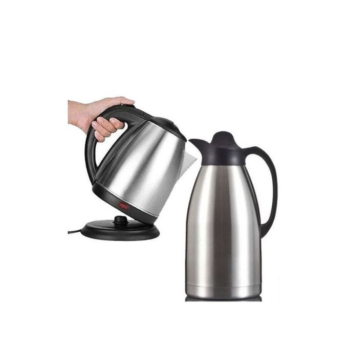 Bundle Of Flask 2 Litres And Electric Kettle Of 2 Litres - Silver
