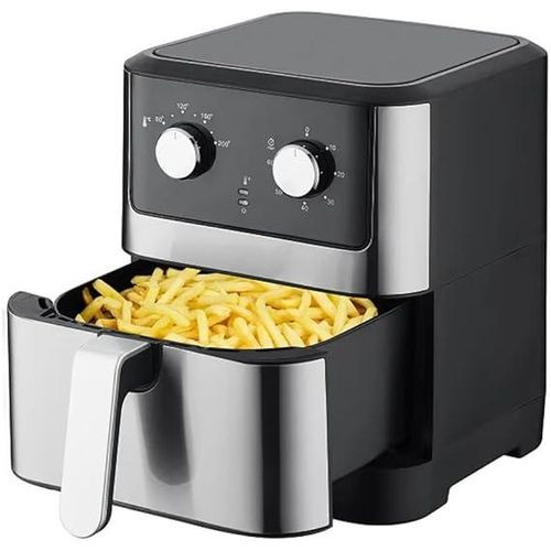 Large Airfryer Of 8 Liters For Frying Healthy Food Without Oil-Silver/Black