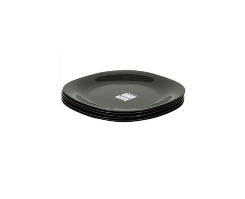 6 Pieces Of Luminarc Square Plain Design Plates - Black .