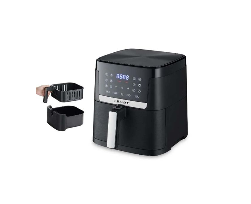 6.5 Liters Fast Cooking Airfyer For Cooking Healthy Foods Without Oil-Black/Silver