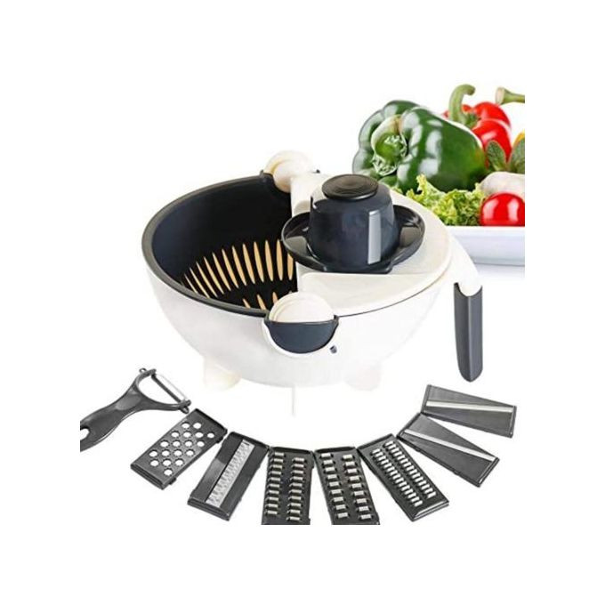 Basket Vegetable Cutter With Drain Basket - White, Grey