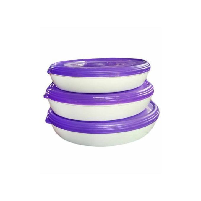 3pcs Of Oval Food Containers - WhitePurple