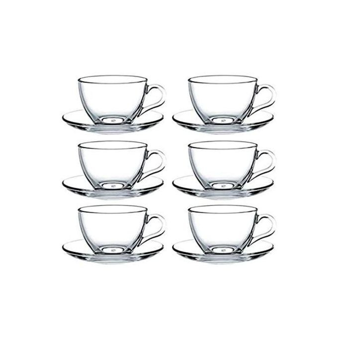 6 Pieces Of Cups And 6 Saucers - Transparent