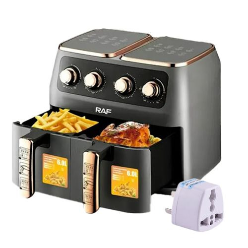 12L Air Fryer With 2 Independent Baskets - Inox