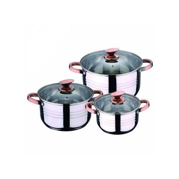 3 Piece Stainless Steel Saucepans/Cookware Pots- Silver