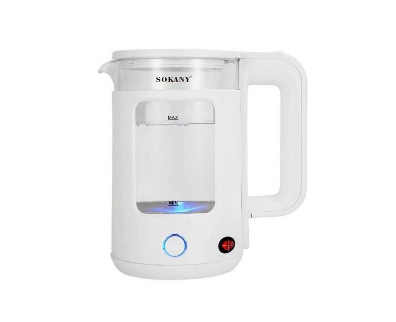 2.2 Liters Fast Boiling Glass Kettle With Blue Led Light-White