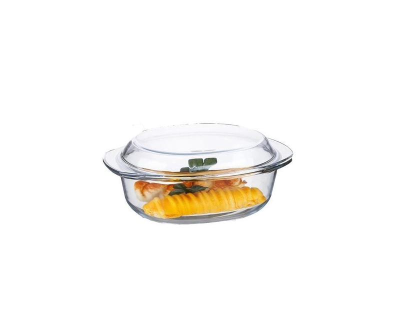 Oval Tempered Glass Casserole Dish For Serving Fruits－Transparent