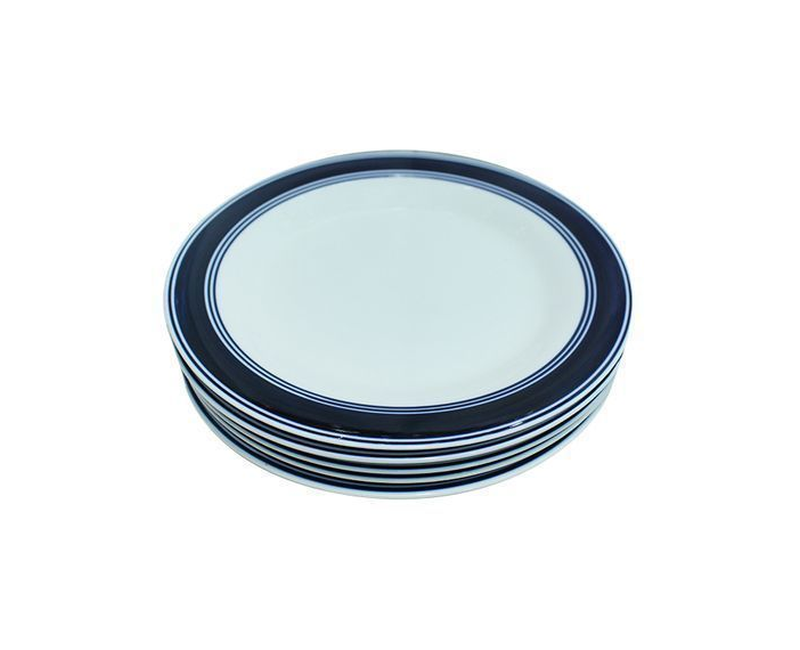 12Pcs Set Of Colorful Ceramic Dinner Plates/White And Blue
