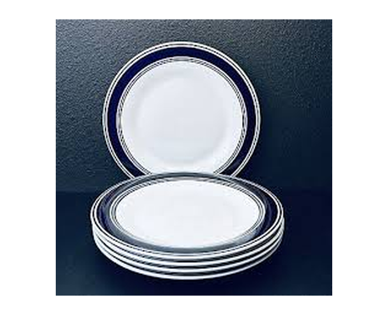 12Pcs Set Of Colorful Ceramic Dinner Plates White And Blue