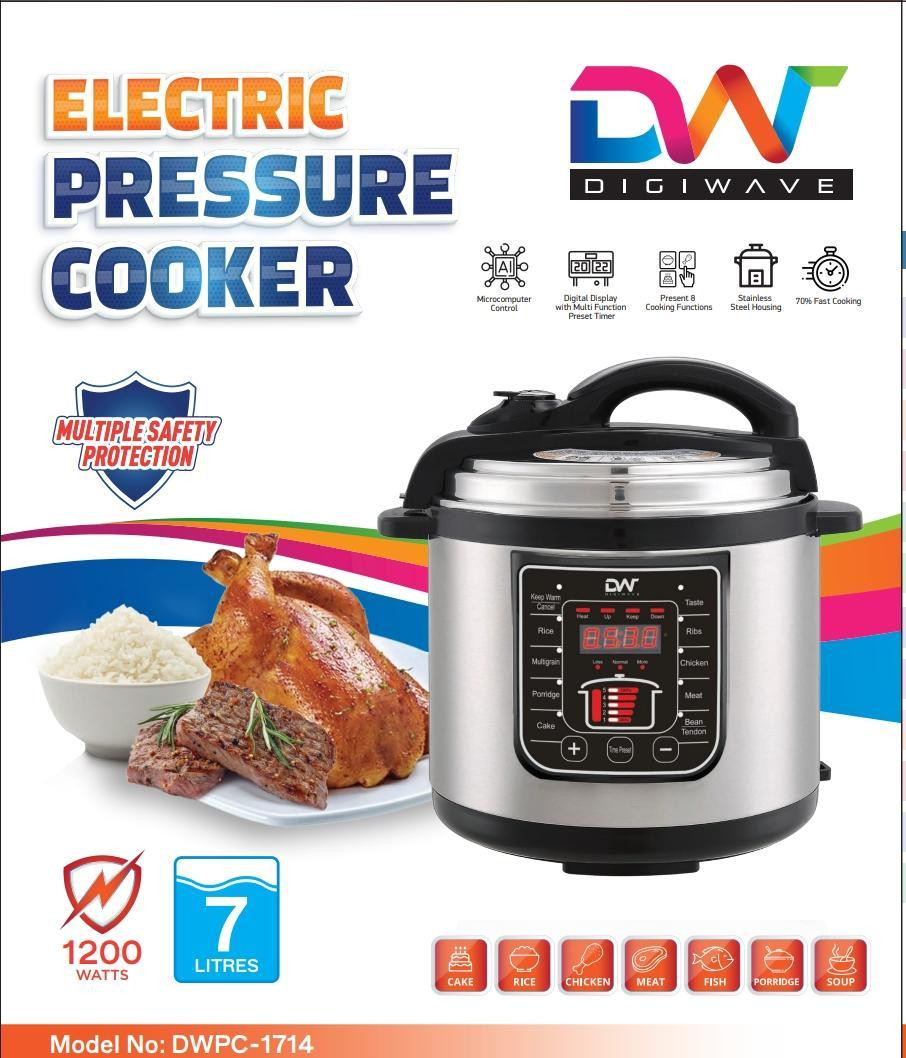 7L Electric DWPC-1713 Pressure Cooker 1200W - Silver