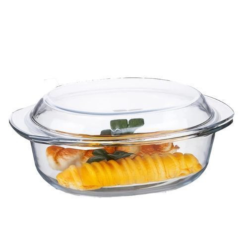 Oval Tempered Glass Casserole Dish For Serving Fruits－Transparent