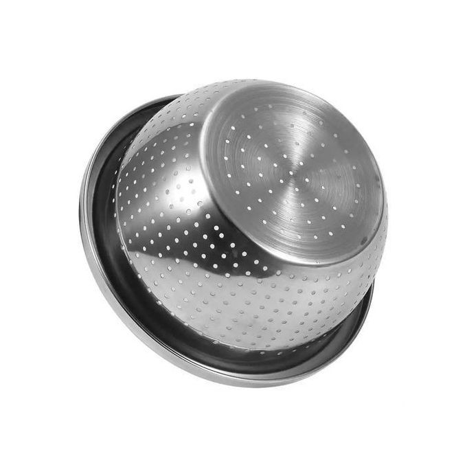 Round Stainless Steel Colander Strainer Sieve-Silver