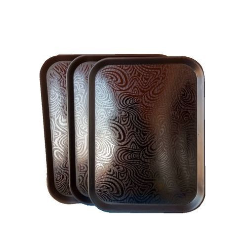 3 pieces Set Of Non Slip Plastic Trays/Designs May Vary-Black