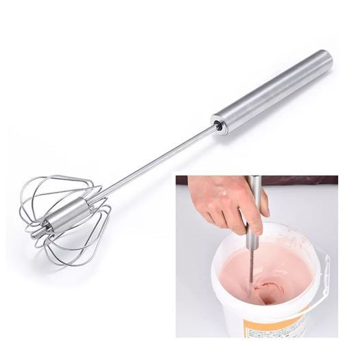 Stainless Steel Manual Whisk And Mixing Kitchen Tool-Silver