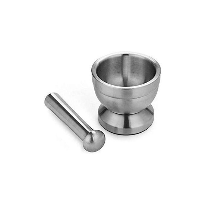 Stainless Steel Mortar and Pestle/Spice Grinder, Silver.