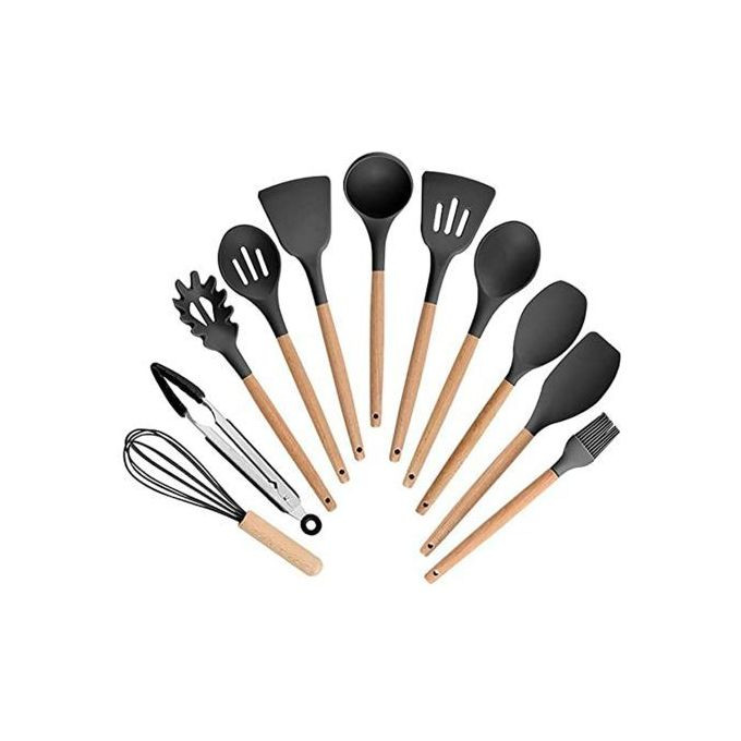 11 Piece Cooking Utensils Kitchen Utensil Set - Black