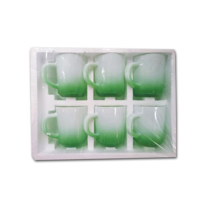 6 Pieces Set Of Coffee Tea Cups - White, Green