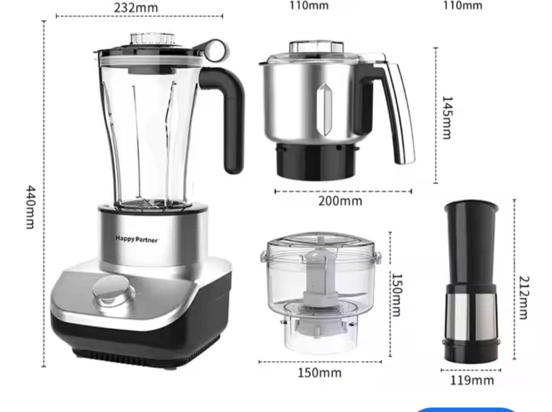 Hoffmans 4 in 1 Multifunctional Blender With Unbreakable Jar 2.0L - Black/Silver