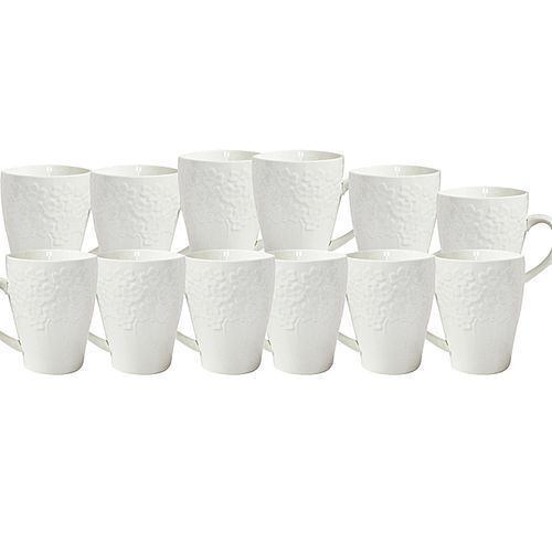Elegant Ceramic 12 Pieces Cups Set-White