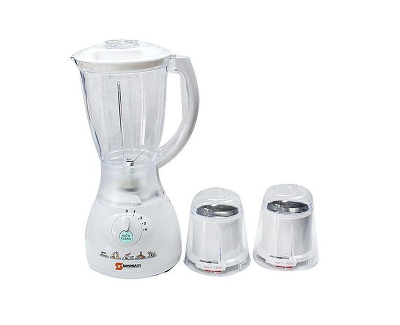 3 In 1 Reliable Blender With Plastic Jar Of 1.5 Liters And 2 Grinders-Transparent